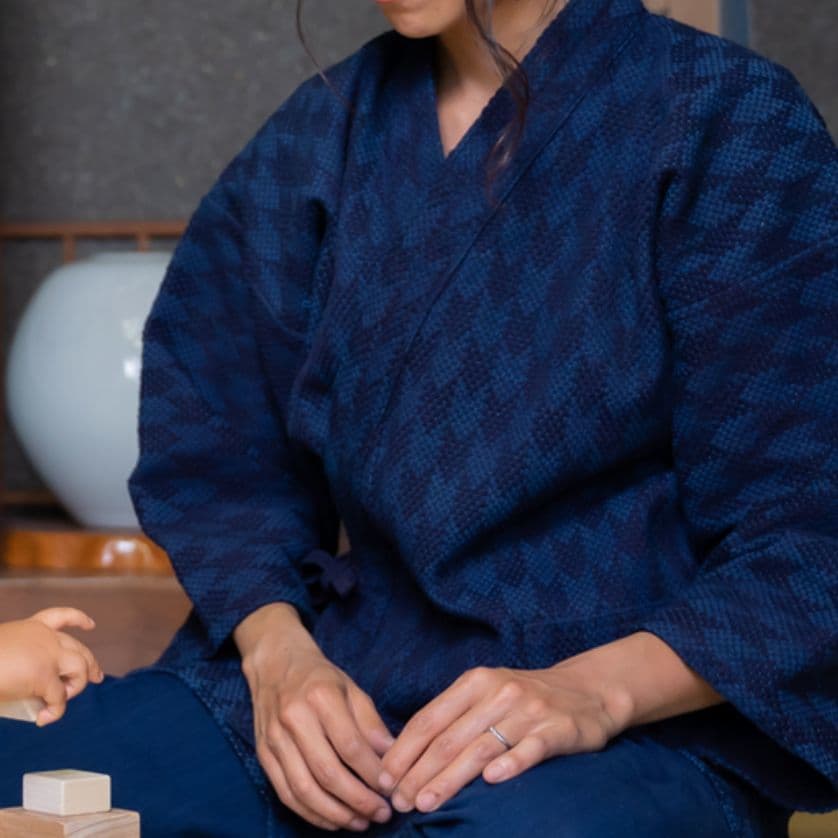 文様刺し作務衣・矢絣